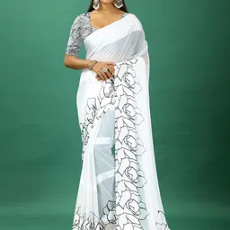NIRMAL CREATION Floral Printed Satin Saree-image-98