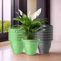 Kuber Industries Green & Black Set Of 12 Plastic 2-Layer Planters image 1