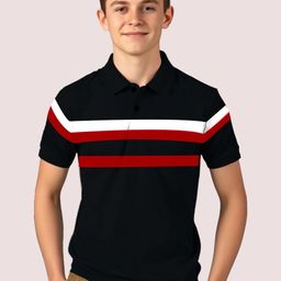 AUSK Boys Striped Polo Collar Extended Sleeves T-shirt-image-49