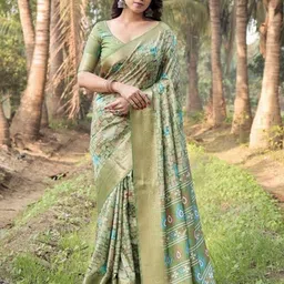 ALMAARI FASHION Checked Zari Pure Silk Banarasi Saree-picture-34