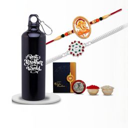 Best Brother Rakhi Combo with Bottle & Roli Chawal , coin and greeting card Set-image-20