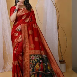 HERE&NOW Floral Printed Art Silk Banarasi Saree-picture-44