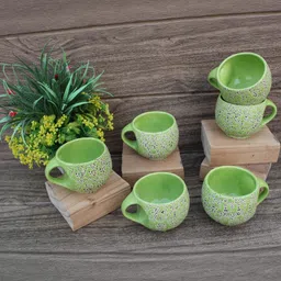 laghima jadon Green Printed Ceramic Glossy Cups Set of Cups and Mugs-15