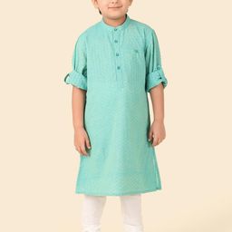 Fabindia Boys Striped Band Collar Cotton Straight Kurta-54