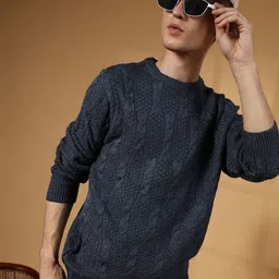 Campus Sutra Men Cable Knit Long Sleeves Pullover-picture-26