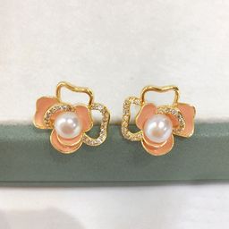 KRENOZ Gold-Plated Pearls Beaded Floral Studs-55