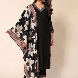Growdamy Women Embroidered Kurta with Trousers & Dupatta-picture-43