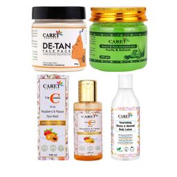 CARET ORGANIC Set Of 4 De-Tan Face Pack, Tulsi Gel, Vitamin C Face Wash & Body Lotion-12