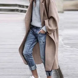 all about you Lapel Collar Long Sleeves Longline Open Front Jacket-0