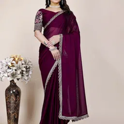 ANJANI TEXTILE Embroidered Sequinned Tissue Saree-picture-45