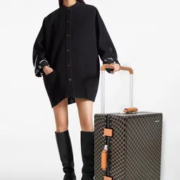 EVERBEST Checked Hard Sided Medium Trolly Suitcase-13