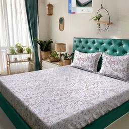 KLOTTHE Multi Floral 400 TC Pure Cotton Double Bedsheet in Book Fold Packing-image-77