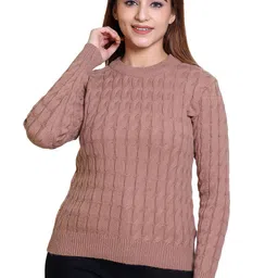 LEZA Women Cable Knit Pullover with Embroidered Detail-image-85