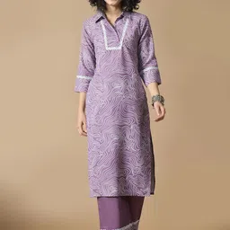 Sangria Printed A-Line Kurta With Palazzo-5