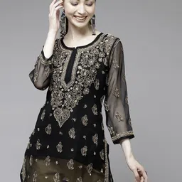 ADA Women Embroidered Pure Georgette Chikankari Kurti-image-83