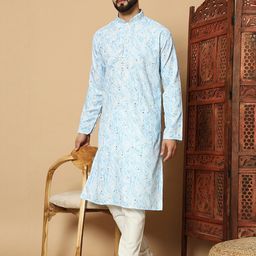 DVILLA Men Blue Cotton Kurtas-image-85