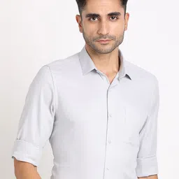 Turtle Men Standard Slim Fit Spread Collar Solid Cotton Formal Shirt-image-67