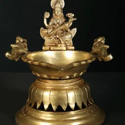 Exotic India Devi Saraswati Designer Diya Lamp-image-29