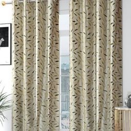 Myntra Elegant Homes Beige & Green 2 Pieces Floral Printed Velvet Door Curtain-image-93