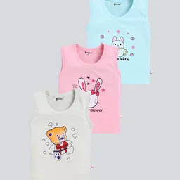 MoonKids Infants Pack Of 3 Printed Cotton Basic Vests-4