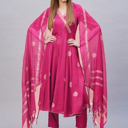 DIVASTRI Ethnic Motifs Printed Gotta Patti Work Angarakha Kurta With Trousers & Dupatta-picture-38