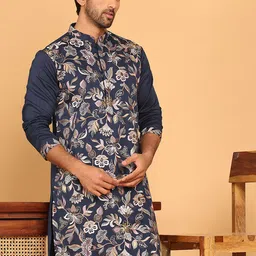 Jompers Floral Embroidered Mandarin Collar Silk Thread Work Straight Kurta-picture-29