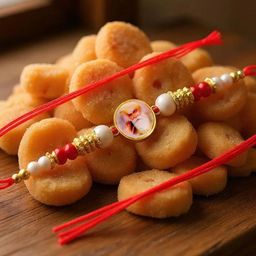 LUCKY JEWELLERY Gold Plated Artificial Beaded Guru Nanak Ji Bhaiya Bhabhi Thread Rakhi-image-73