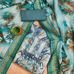SHADOW & SAINING Floral Printed Sequinned Modal Cotton Unstitched Dress Material-image-8