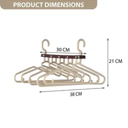 Kuber Industries Cream Colored & Brown 5 in 1 Foldable Cloth Hangers for Wardrobe image 2