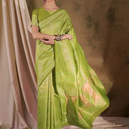 Maroosh Ethnic Motifs Zari Silk Blend Banarasi Saree-image-13