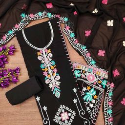 SAINOOR Embroidered Silk Georgette Unstitched Dress Material-image-92
