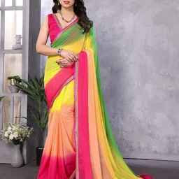 ROOP SUNDARI SAREES Colourblocked Sequinned Pure Georgette Saree-8