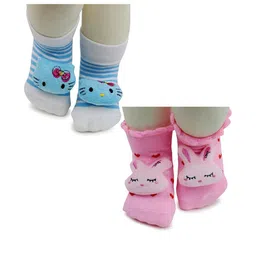 Neska Moda 2 Pair Kids Pink and Blue Ankle Length Socks-image-28