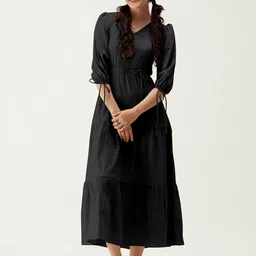 Trendmalls Women Polyster Layered Flared Pleated Knee Length Western Dress-image-61