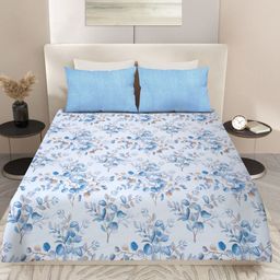 Nivasam Pindrop Blue & Grey Printed 200 TC King Bedsheet Set 2.28m x 2.54m-image-48