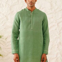 JAYPORE Mandarin Collar Pure Cotton Straight Kurta-image-22
