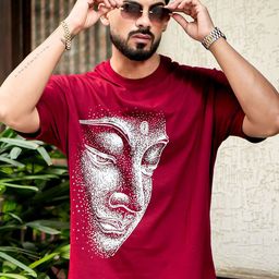 AUSK Men Graphic Printed Round Neck Cotton Oversized T-shirt-image-89