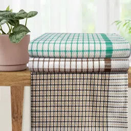 Athom Living Premium White & Green 3 Pieces Printed Cotton 210 GSM Bath Towels-image-83