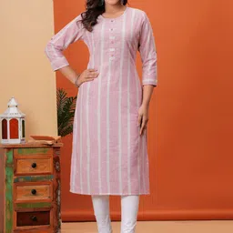 Sarai Women Striped Cotton Straight Kurta-19