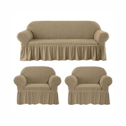 Lukzer Beige Polyester 1 Piece Sofa Cover With Arms-image-61
