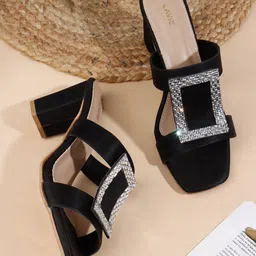 Lavie Embellished Women Block Heel Sandals with Ethnic - Embellished-12