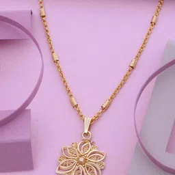 Ramdev Art Fashion Jwellery Gold-Plated Floral Pendant with Chain-18