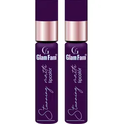 GlamFam Set Of 2 Stunning Matte Waterproof Lip Color- 5 ml Each- Plum 01-9