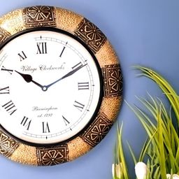 apka mart Brown & Beige Embellished Vintage Wall Clock-3