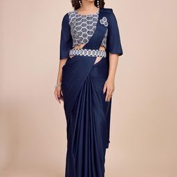 HARIOM FASHION Blue Lycra Sarees-image-48