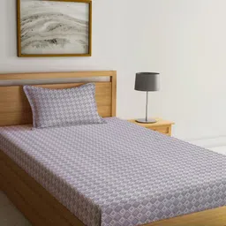 Myntra Elegant Homes Purple & White Printed 300 TC Single Bedsheet Set 2.50 m x 1.50 m-image-77