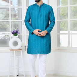 See Designs Men Regular Sequinned Chanderi Silk Kurta with Pyjamas-picture-45