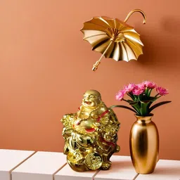 SANKALAN CREATIONS Gold Toned Buddha Statue Figurine Marble Showpiece-image-17