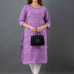 SINSINI Leheriya Printed Gotta Patti Pure Cotton Straight Kurta-image-35