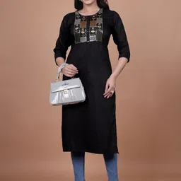 SWAMI STUDIO Women Embroidered Round Neck Straight Kurta-picture-19